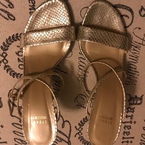 Stuart Weitzman strapping gold heels